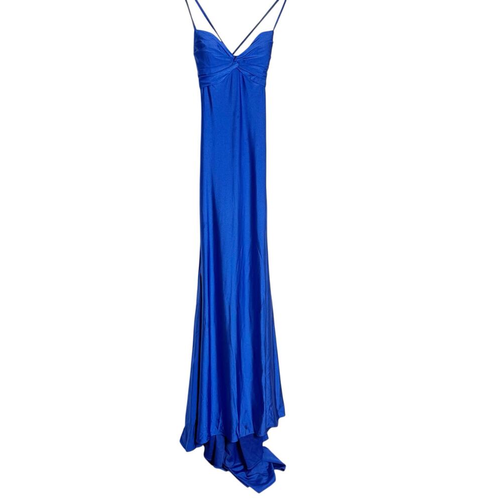 La Femme Blue Twisted Sweetheart Sleeveless Jersey Prom Evening Gown Size 2